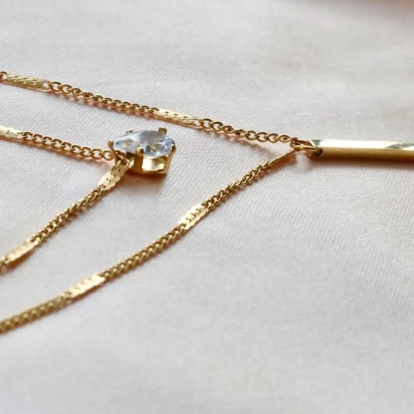 🌟NEW Gold Double Layered Water Drop & Long Tassel Necklace - Picture 3 of 8